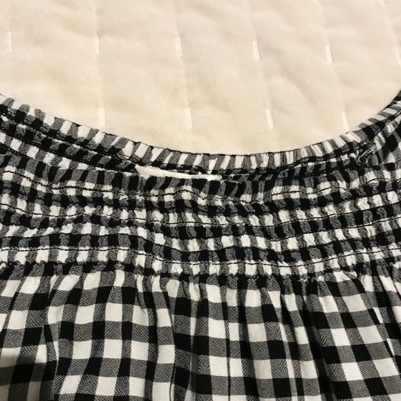 Check peasant top bell sleeves black and white plus size 2x - Picture 2 of 7